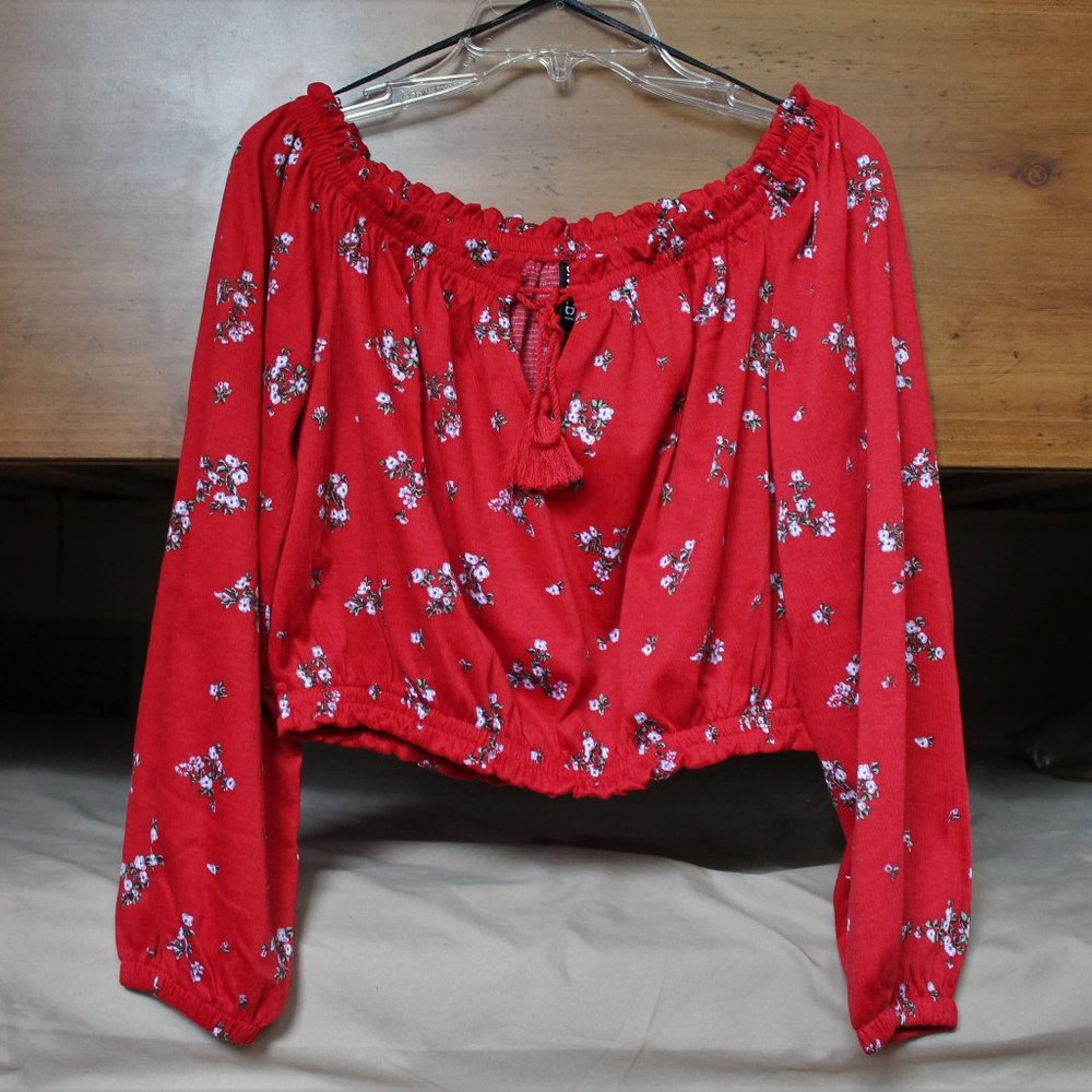 H&M Floral Off-The-Shoulder Crop Top Size M NWOT
